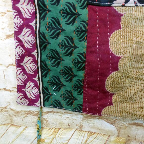 SERRV Sari Patchwork Apron One Size Colorful Upcycled Cotton Hand Stitching Boho - Picture 10 of 16